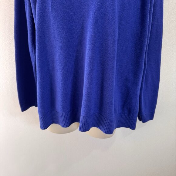 Weekends by Chico's Sweater 2 / L Blue Knit Gems Rhinestones 1/4 Zip Pullover - Picture 3 of 10